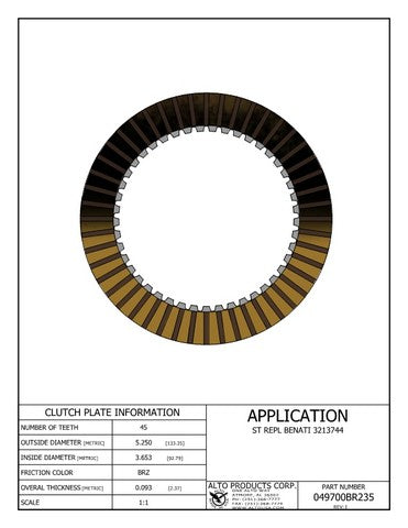 Friction Alto Products 049700BR235