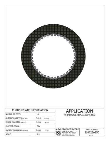 Friction Alto Products 310726A250