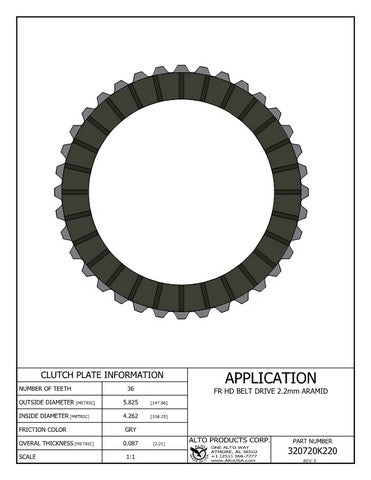 Friction Clutch Alto Products 320720K220
