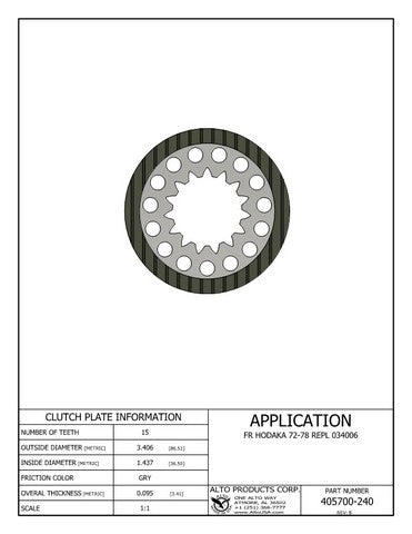 Friction Clutch Alto Products 405700-240